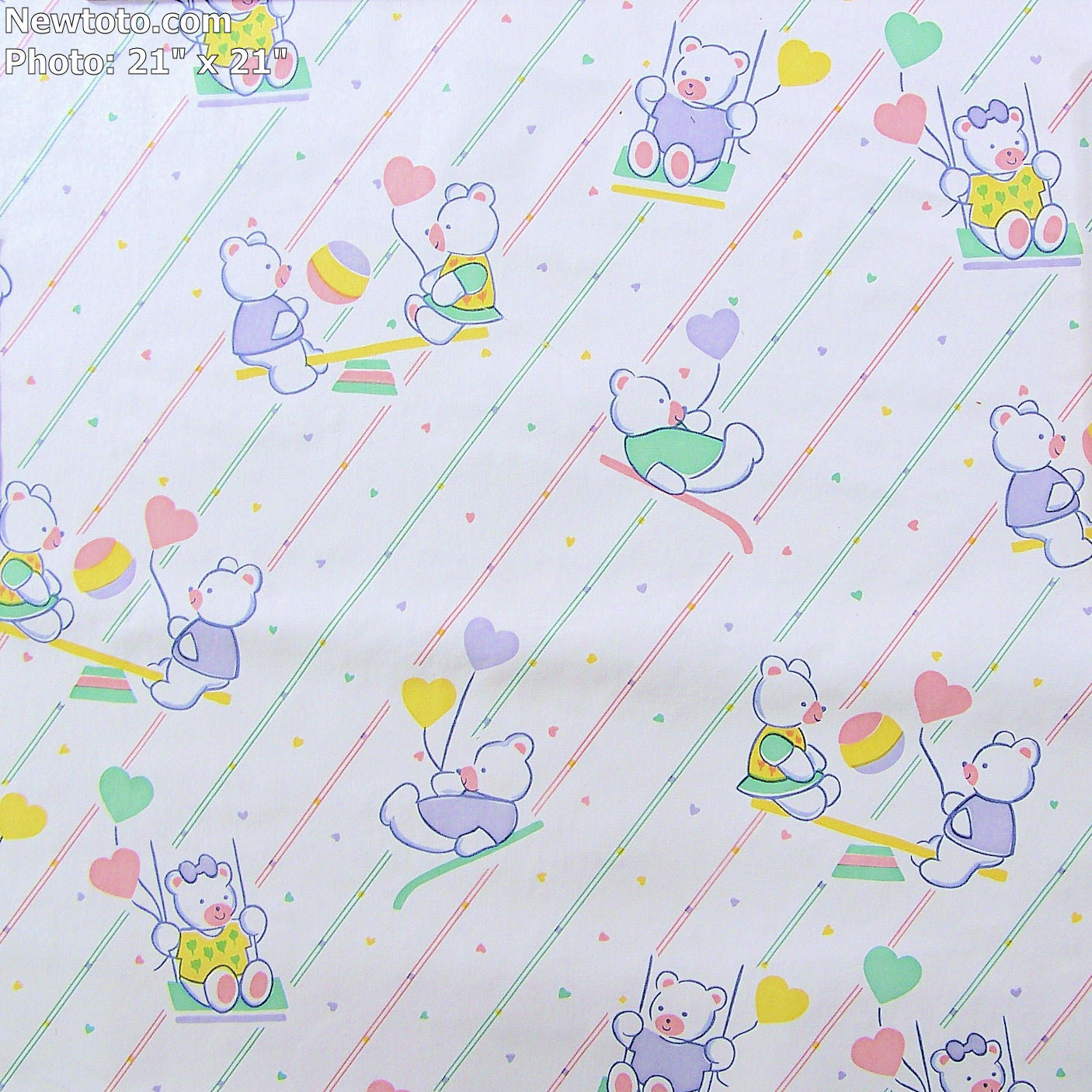 Upholstery Fabric Pastel Nursery Print Cuddle Bear Playtime Toto Fabrics