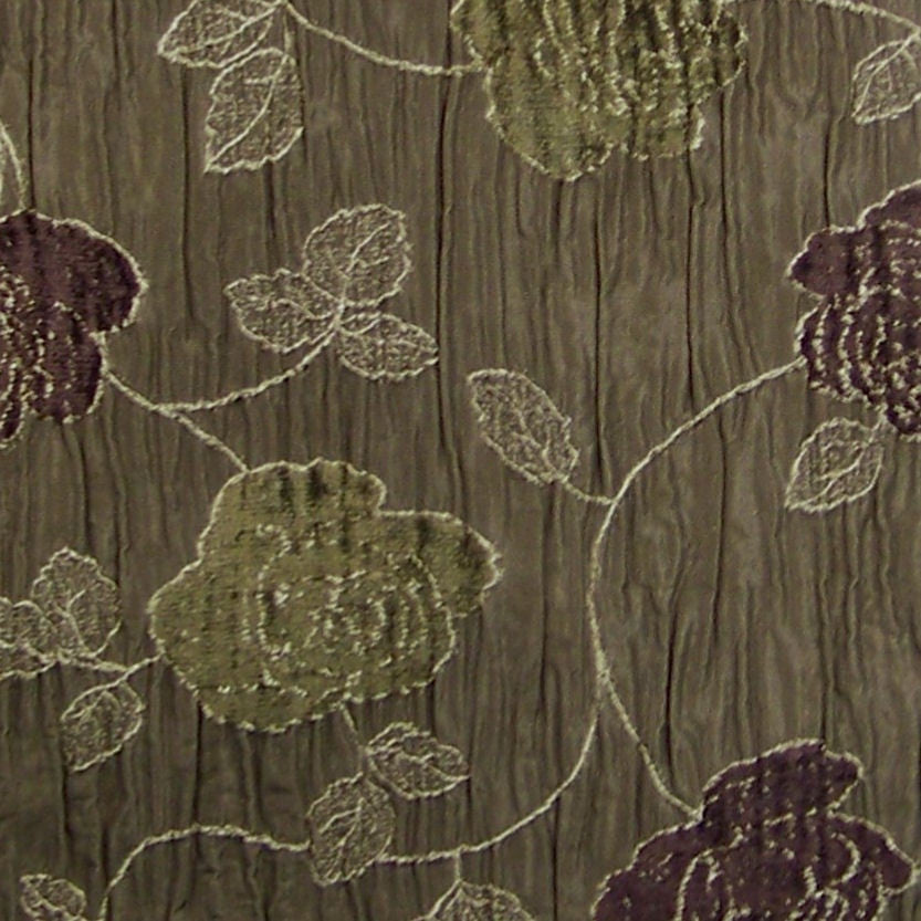 Dijon Taupe Floral Chenille Matelasse Upholstery Fabric
