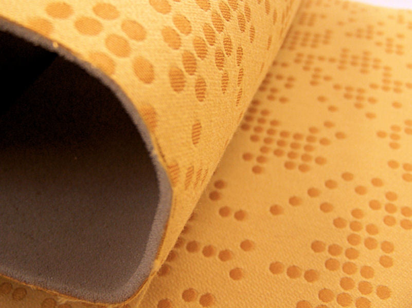 Remnant of Dots Damask Miso Golden Yellow Upholstery Fabric (Foam Back)