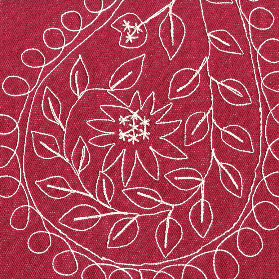 Upholstery Fabric Embroidered Floral Paisley Motif Dress Up Dungaree Red Toto Fabrics