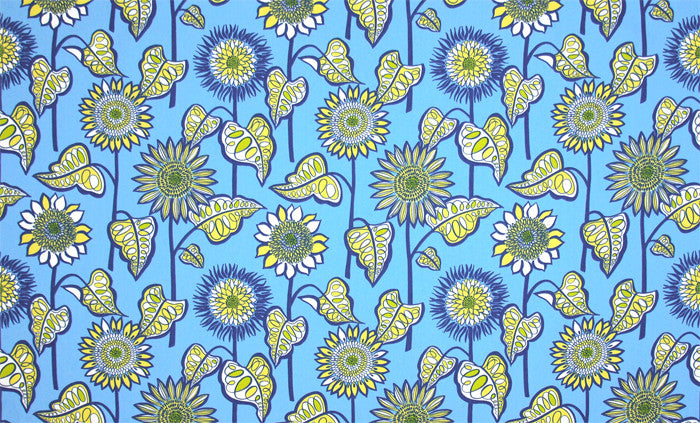 Farmer's Market Blue Jay Bold Floral Print Upholstery Fabric