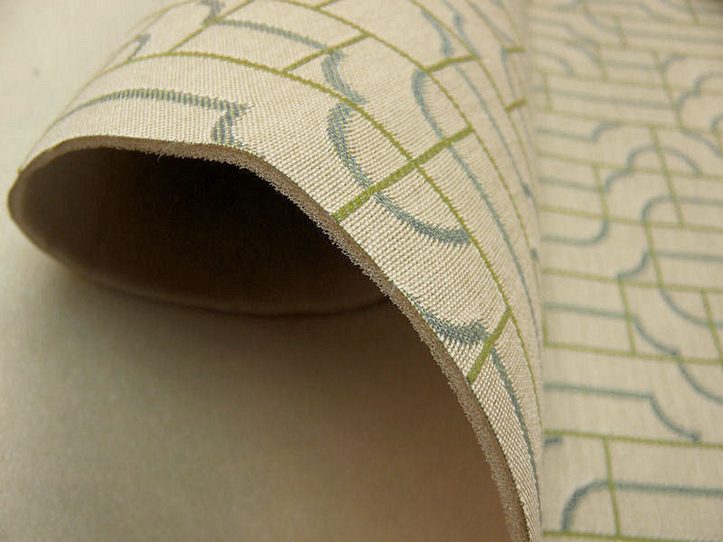 Fiddle Path Geometric Crypton Green Upholstery Fabric