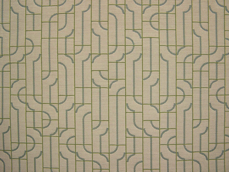 Fiddle Path Geometric Crypton Green Upholstery Fabric