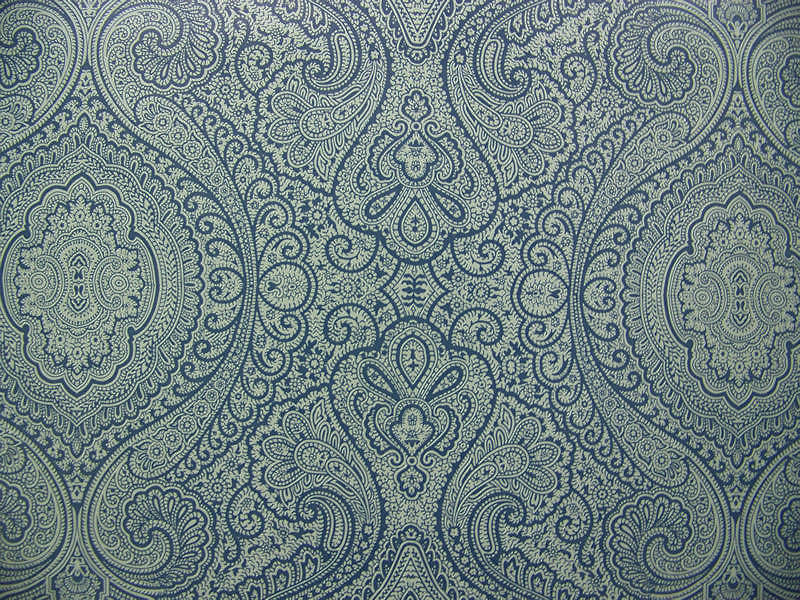 Filigree Lapis Blue Paisley Polyurethane Upholstery Fabric