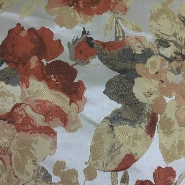 Swavelle Mill Creek Floral Retreat Rosewood Foliage Beige Upholstery Fabric