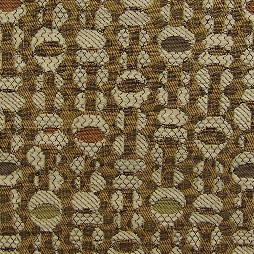 Fox Trot Almond Gold Shell Bead Upholstery Fabric
