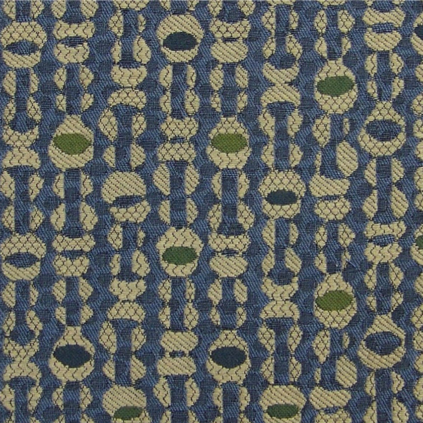 Fox Trot Baltic Bead And Reel Blue Upholstery Fabric