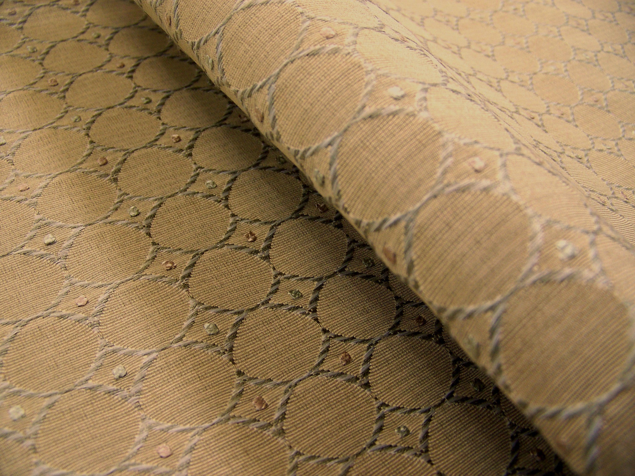 Glenna Mocha Linked Rings upholstery fabric