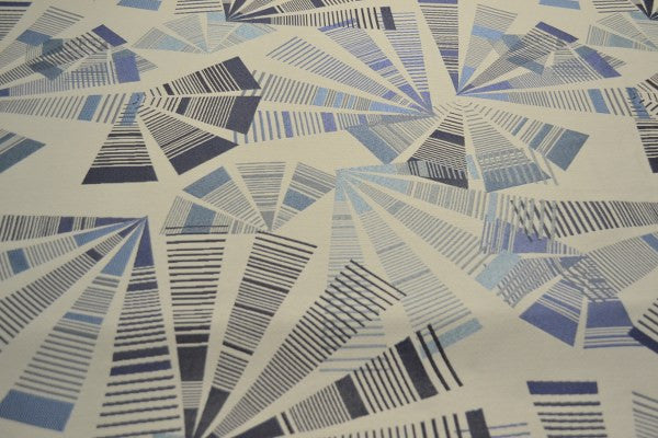 Inhabit Enchantment Sky Geometric Design Ivory Blue Upholstery Fabric