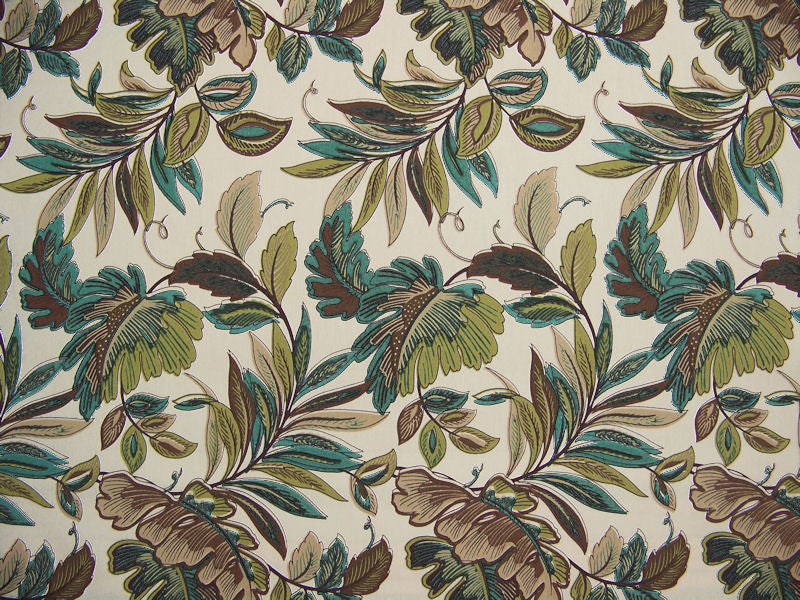 Jamboree Apple Large Botanical Screen Print Turquoise Upholstery Fabric