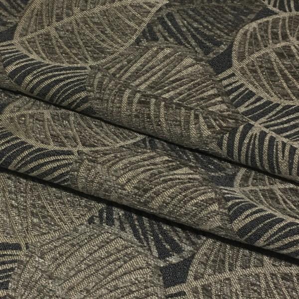 True Textiles Upholstery Fabric Leaf Design Lanyon Charcoal Toto Fabrics