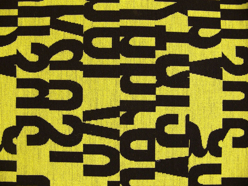 Remnant of Letters Sun Yellow Upholstery Fabric