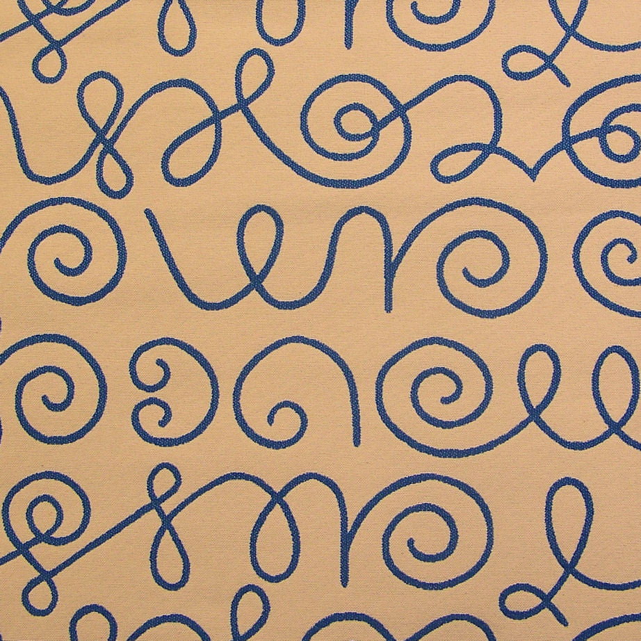 Upholstery Fabric Vermicular Line Art Names Ultramarine On White Toto Fabrics