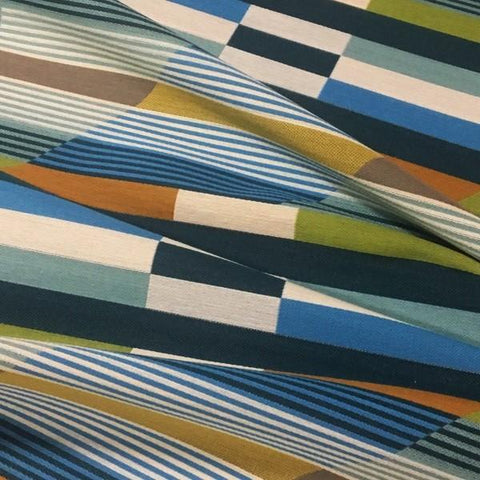 Designtex Queue Tidal Geometric Stripe Blue Upholstery Fabric