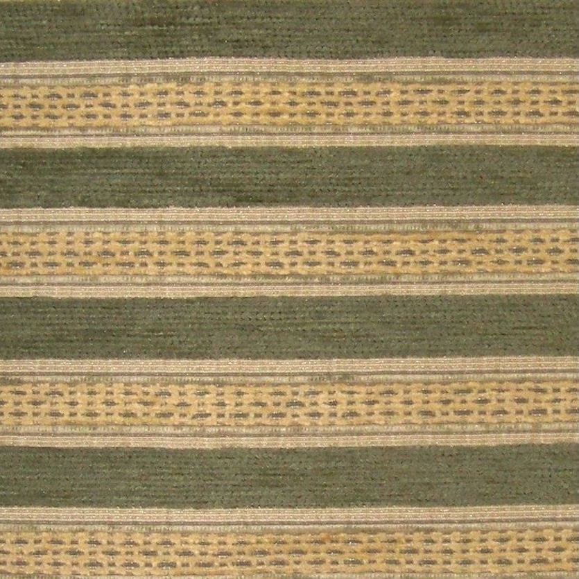 Upholstery Fabric Green And Gold Chenille Stripe Ralia Fitzgerald Toto Fabrics