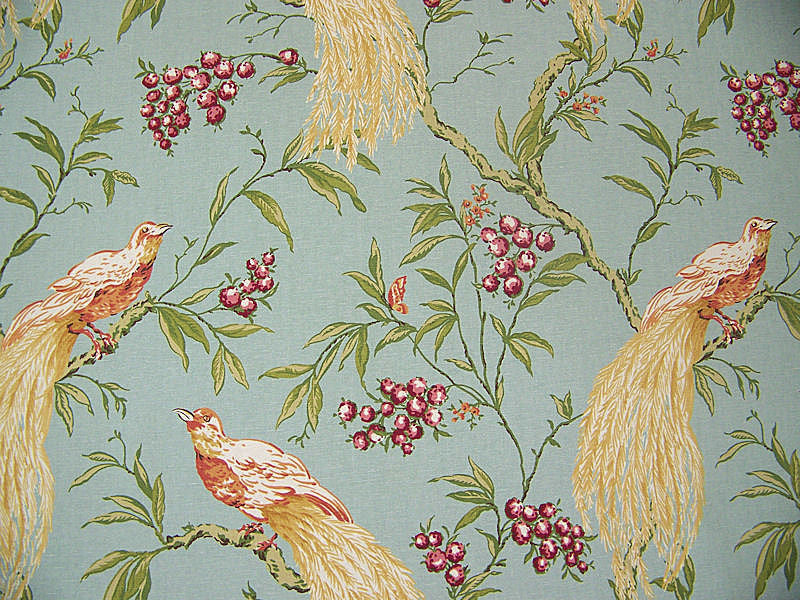 Roberta Springtime Tropical Bird And Berry Print Upholstery Fabric (Sold As-Is)