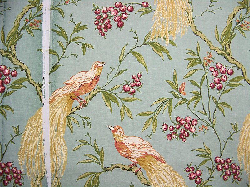 Roberta Springtime Tropical Bird And Berry Print Upholstery Fabric (Sold As-Is)