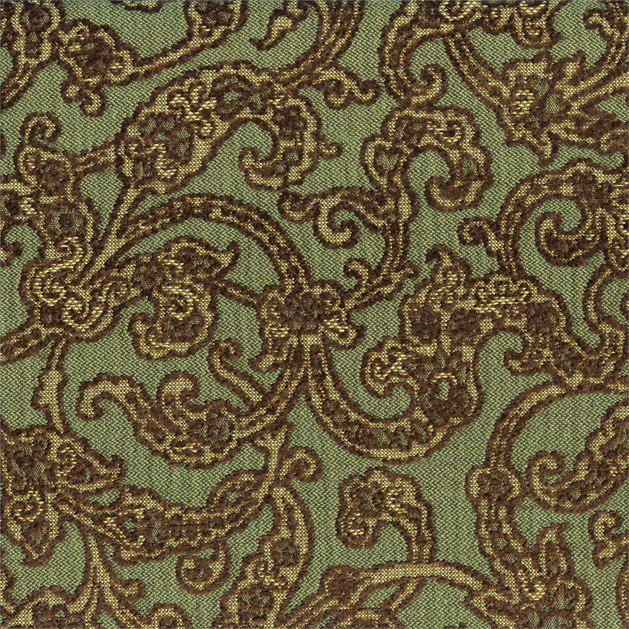 Upholstery Fabric Green Botanical Scroll Royal Dance Sage Toto Fabrics