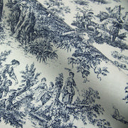 Upholstery Fabric Historic Country Life Print Rustic Toile Navy Toto Fabrics