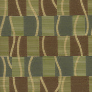 Samba Sage Squares And Stripes Green & Brown Upholstery Fabric