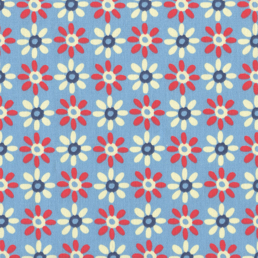 Upholstery Fabric Red White Blue Floral Print Tail Spin Americana Toto Fabrics
