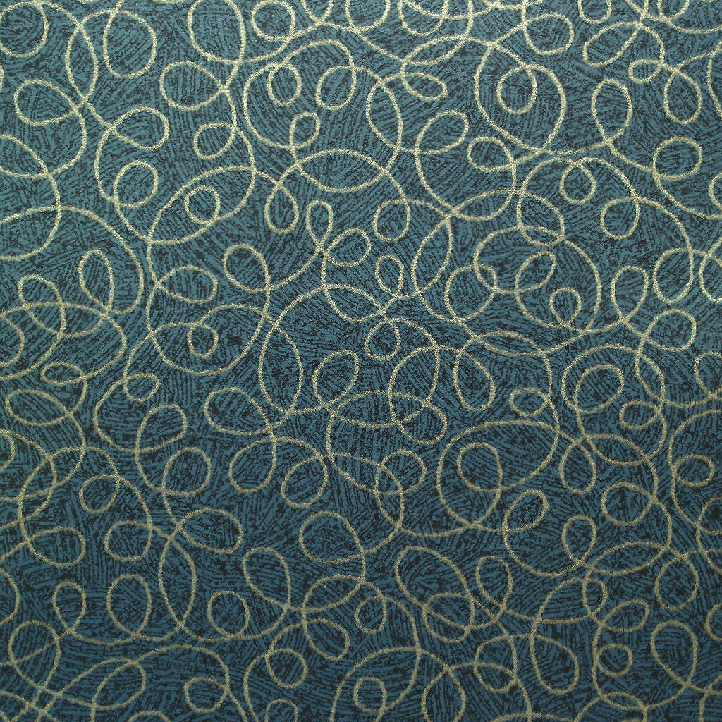 CF Stinson Tendril Denim Swirl Pattern Vinyl Blue Upholstery Fabric
