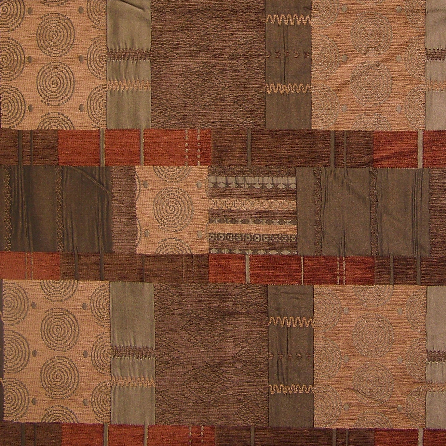 Teton Chestnut Brown Chenille Matelasse Upholstery Fabric