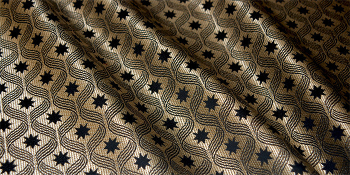 Umberto Black Star Ogee Star Upholstery Fabric