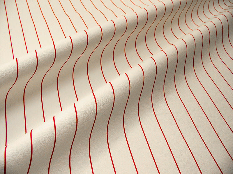 Unicorn Red Pinstripe Faux Leather Upholstery Fabric