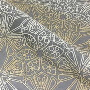 Mayer Visspanna Teak Geometric Floral Gray Upholstery Fabric