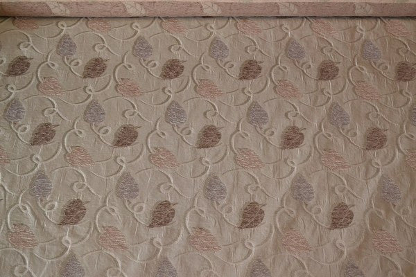 Windswept Taupe Falling Leaves Brown Upholstery Fabric