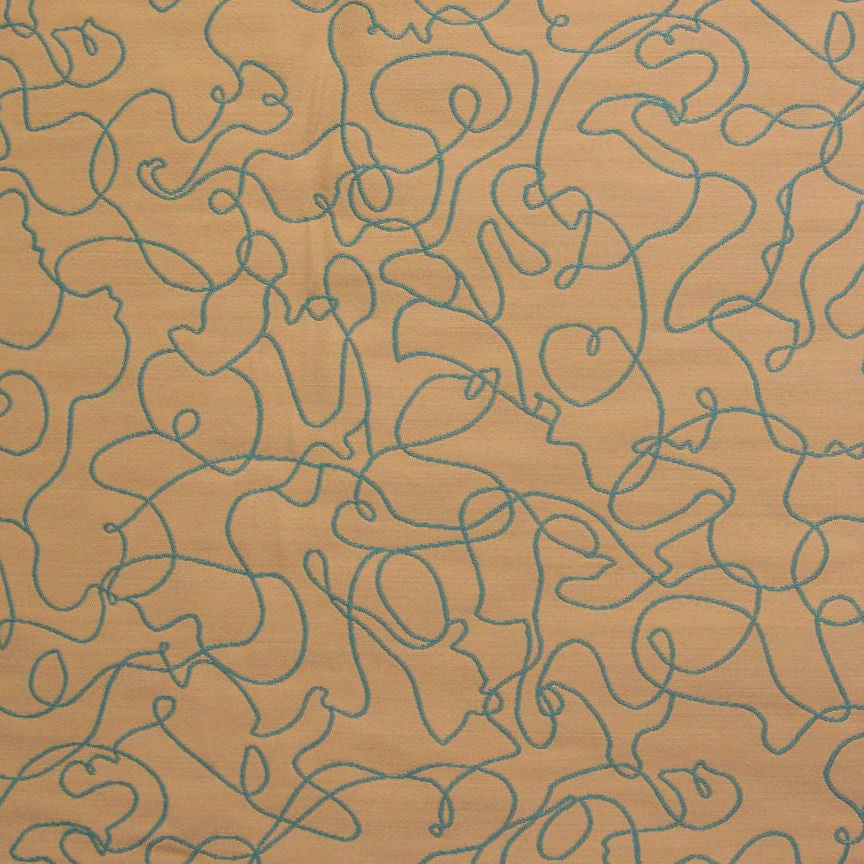 Upholstery Fabric Vermicular Ivory Wire Cerulean Hue Toto Fabrics