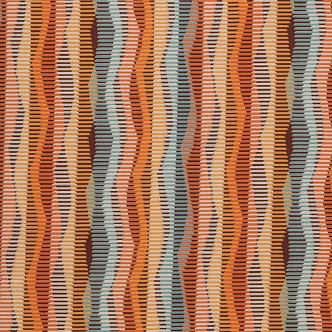 Arc-Com Zip Line Sunset Wavy Striped Red Upholstery Fabric